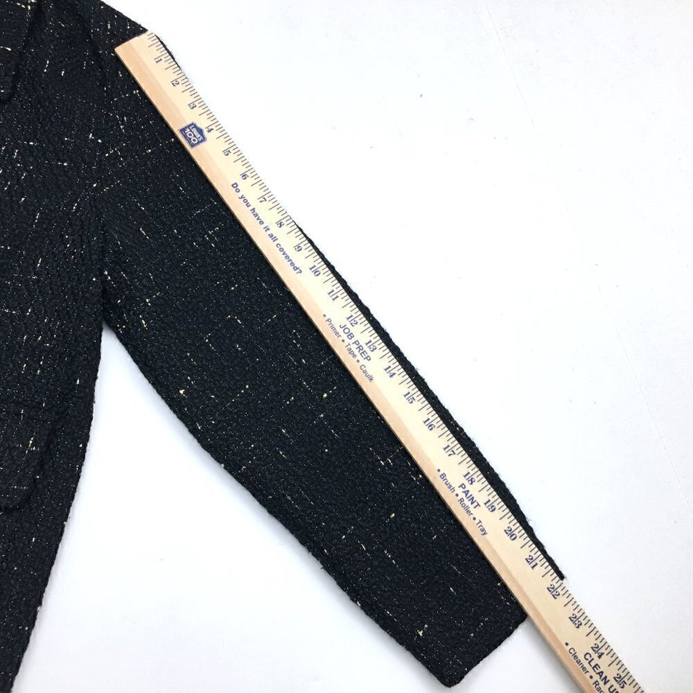 House of Harlow 1960 Women's Coat Black and Gold Metallic Thread Button Front S - Picture 7 of 11